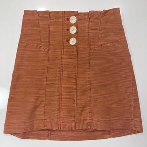 Free People Every Minute Every Hour Terra Cotta Button-Up Mini Skirt